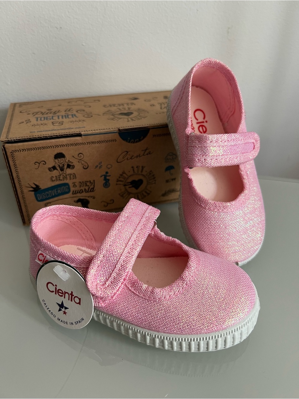 CIENTA Toddler Pink Sparkle Mary Jane Shoes, EU 21 - NEW